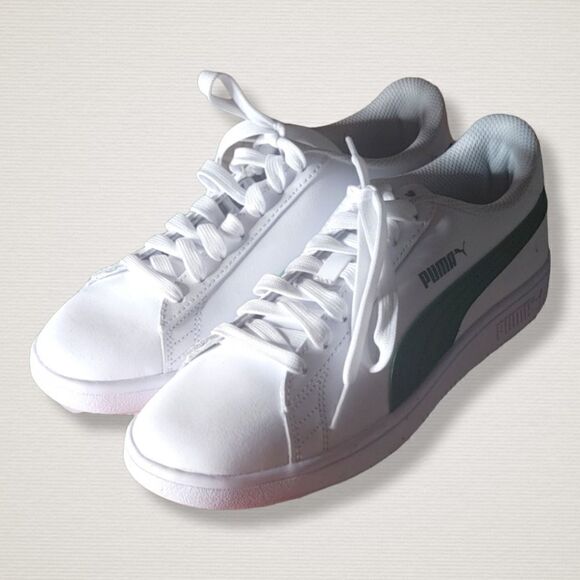 NIB! PUMA Smash V2 L White & Amazon Green Sneakers uni 7 NEW - Picture 3 of 4
